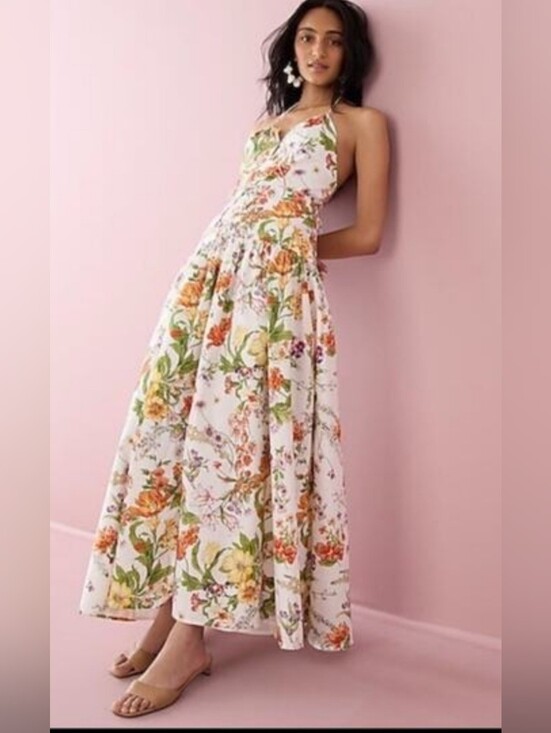 J. Crew Dresses & Skirts - J.Crew Anguilla Halter Dress in Ratti Tropical Floral - Cotton Maxi Midi